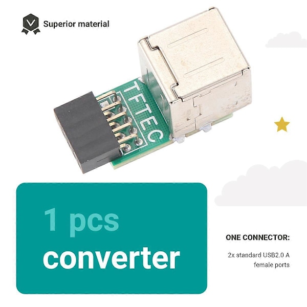 9-Pin Moderkort Till 2 Portar Usb 2.0 A Hona Intern Header Adapter