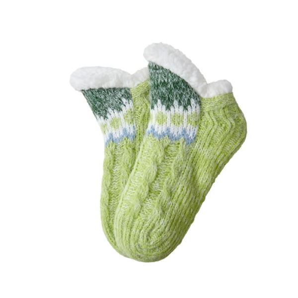 2023 Søde sokker bløde hjemmesokker til kvinder varme sokker skridsikre hjemmesko tykke sokker vinterhyttestrømper Grass green