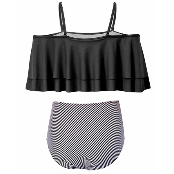 Kvinners todelte off shoulder volang crop bikinitopp