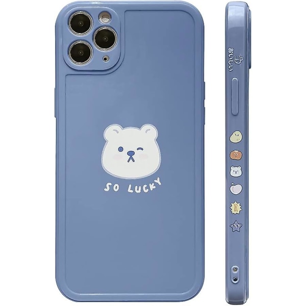 Kompatibel med Iphone 11 Pro case Söt målad design Vit lyckobjörn för kvinnor, flickor, mode, smal, mjuk, flexibel, tpu-gummi för iphone 11 pro