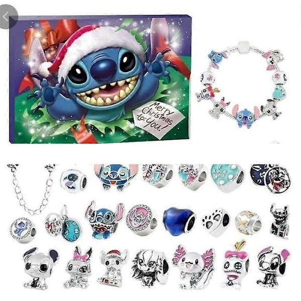 2024 Uusi Stitch Mickey Joulukalenteri Rannekkeet Joulu CountDown Kalenteri DIY Korujen Teon Sarja Tytöille Yllätyksiä