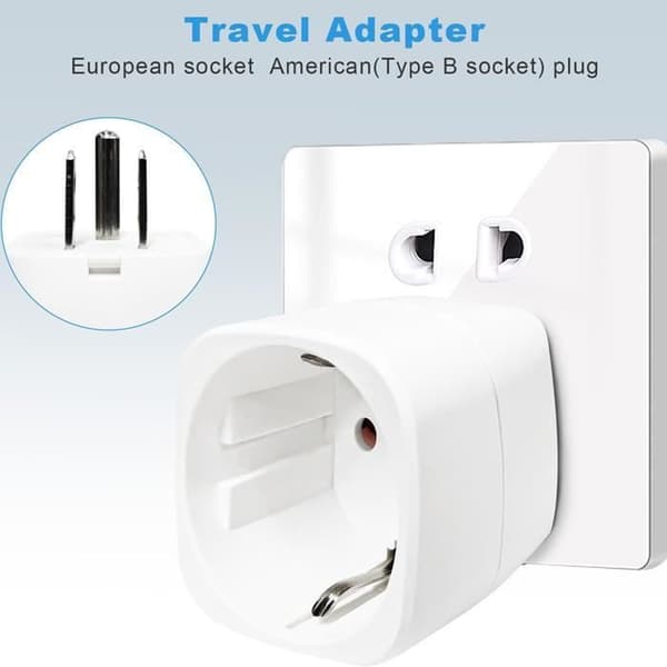 【2 Stykker】 US Stikadapter, Rejseadaptertilbehør, FR 2-benet til US 3-benet Stikadapter til Canada, Mexico, Thailand