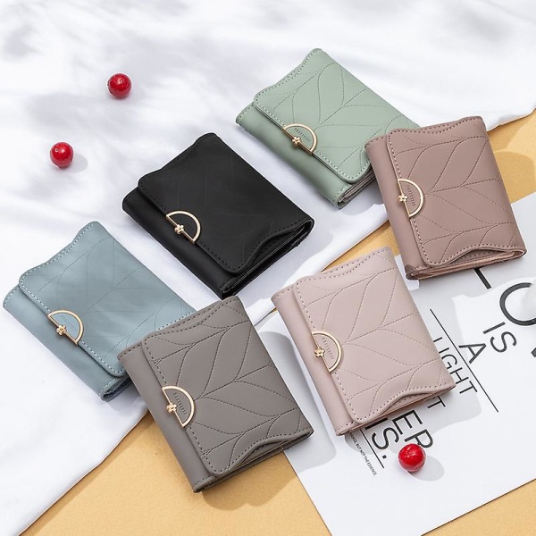 Enkel og stilig ensfarget kort lommebok med stor kapasitet green