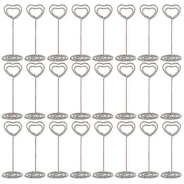 24 stk. Bordkortholdere Hjerteform Bordnummerstandere Bordnummerholdere til Festklips, Guld