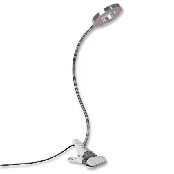 LED-bordslampa, läslampa med klämma, USB -bordslampa, LED-bordslampa, steglöst dimbar, ögonskyddslampa, silver