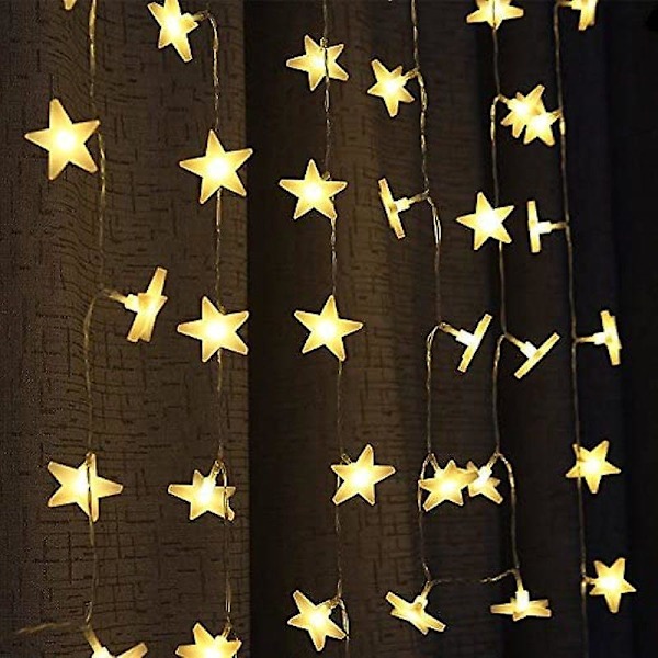 30 LED-stjernelys med batteridrift til fest, have, jul, halloween, bryllup, dekoration osv. 3m varm hvid