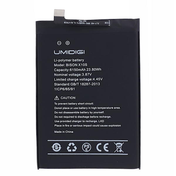 Umidigi Bison X10S:lle tarkoitettu 3,87 V:n 6150 mAh:n ladattava litium-polymeeriakku