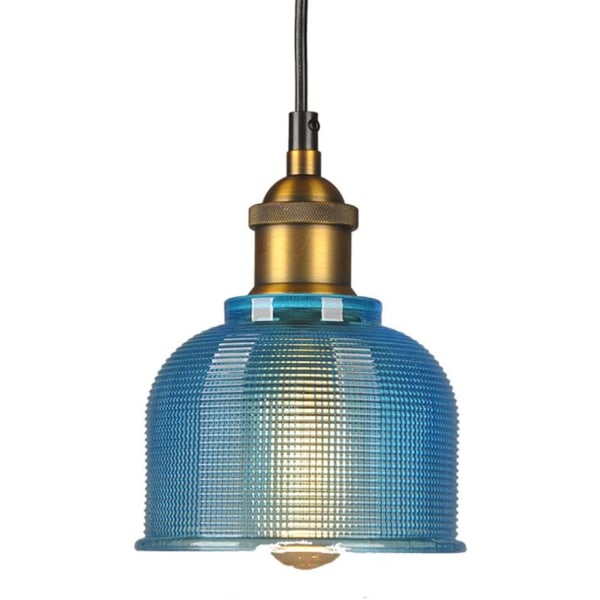 Vintage glaskrona E27 lofthängande ljusarmatur (blå)