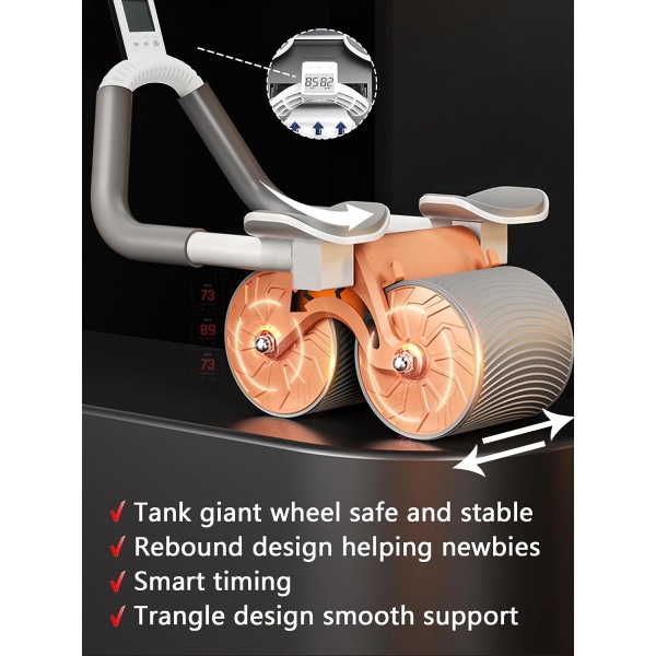 Ab Roller Wheel Automatisk Rebound Inrikes magtränare Styrketräningsutrustning med tjock knäskyddsmatta för nybörjarträning