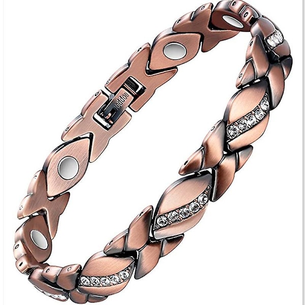 Rent Kobber Magnetisk Armbånd Til Kvinder Kobber Armbånd Med 3500 Gauss Magneter Justerbar (Kobber Krystal)