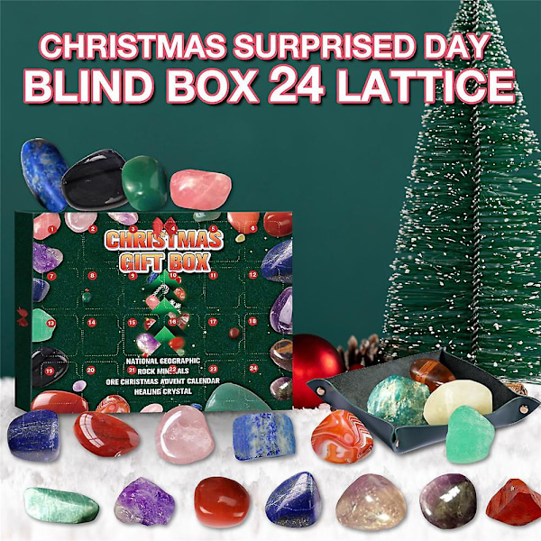 Joulu 2024 Parantava Kristallikivi Kivi Adventtikalenteri 24 Ruutua Joulu CountDown Blind Box Mineraalit Malmi Juhlaherkut