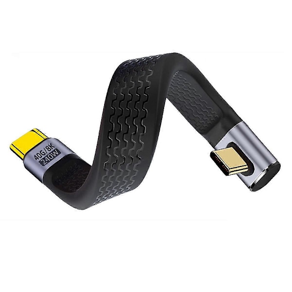 UC-002-0.13L 13cm Lavprofil Vinklet 240W Type-C Han til Han USB4 40Gbps 100W 8K Fladt FPC Datakabel