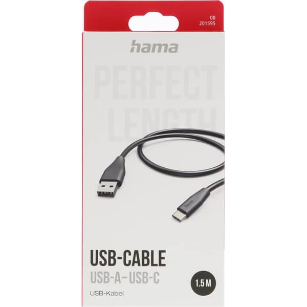 Ladekabel USB-A til USB-C Svart 1,5m