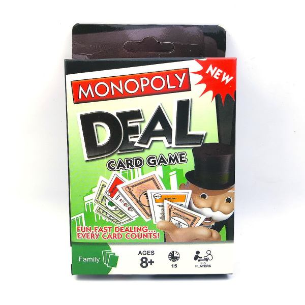 Monopol Deal Hurtigspillende kortspill for familier, barn fra 8 år og oppover og 2-5 spillere C