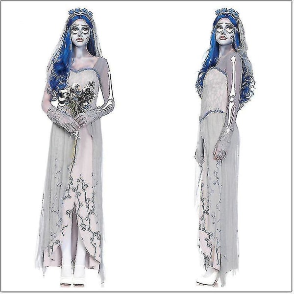 Corpse Bride Bröllopsklänning Set Kvinnlig Halloween Carnival Party kostym hög kvalitet XL