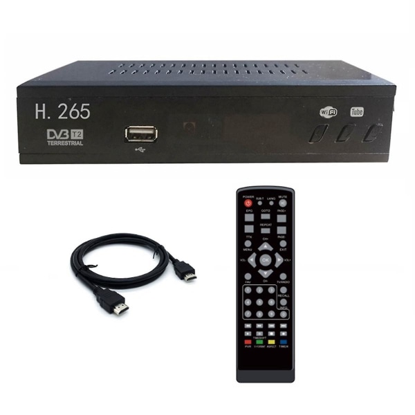 DVB T2 HEVC 265 Digital TV-mottagare DVB-T2 265 1080P HD-avkodare USB Marksänd TV-mottagare Set Top Box EU-kontakt