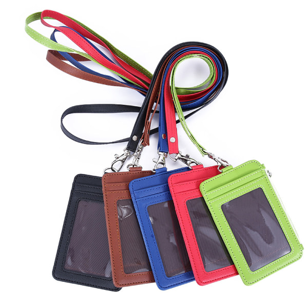 5 Pack Forskellige farver Læder Id Badge Kortholder Lanyard Kreditkortholder Business