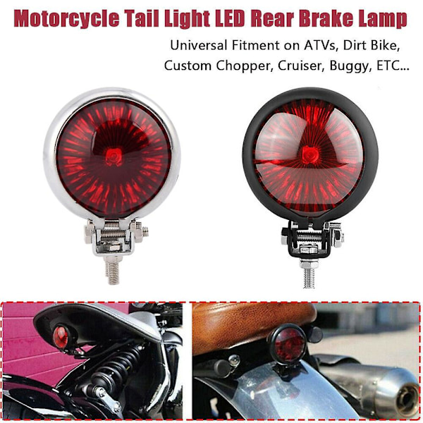 Motorsykkel LED Bakre Baklys Brems Stopplampe Moto LED Baklys for Chopper Cafe Svart