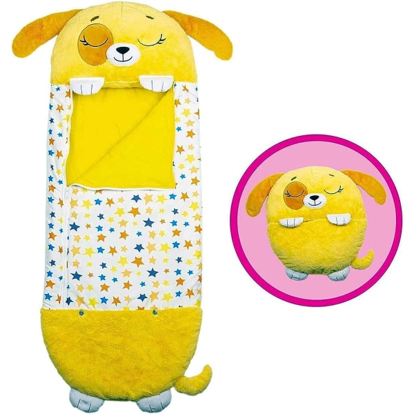 Sovepose sammenleggbar pute, 2 i 1, nappepose for barn, gul