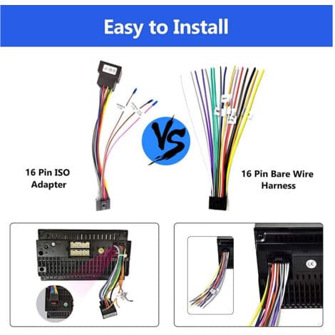 16-bens adapterkabel til standard ISO-stik Android bilradio kontrolledninger