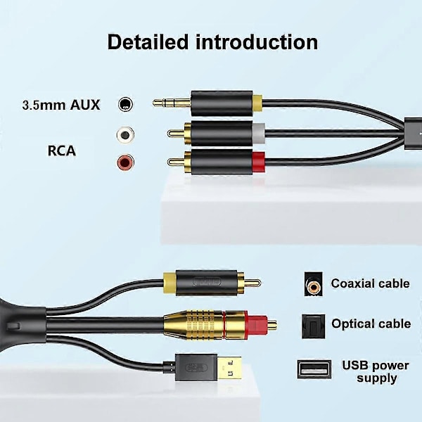 Digital til Analog Lydkonverteringskabel, Digital SPDIF/Optisk & Koaksial til Analog L/R RCA Lydkabel for //TV