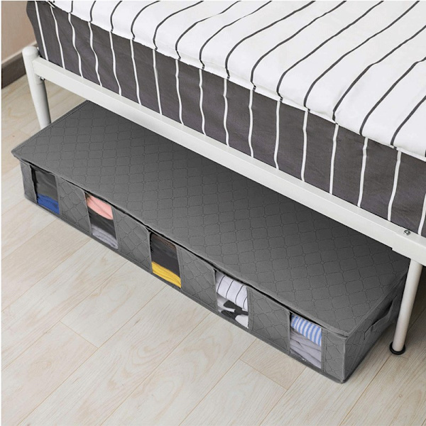 Non-woven opbevaringspose til seng, støvtæt og fugtsikker, foldbar 97×33×15cm, grå, 2 stk.