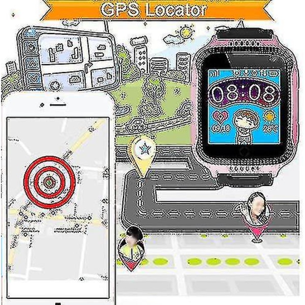 Lasten GPS-älykellopuhelin - Kosketusnäyttö Lasten älykello puhelun ääniviestillä Sos Taskulamppu Digitaalikamera Herätyskello, Lahja lapsille Pojat Tytöt S