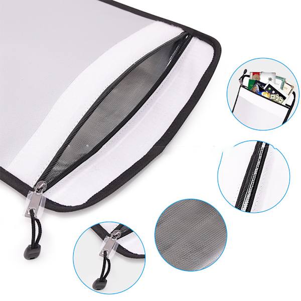 Silver Fireproof Document Bag - Secure Storage for Important Documents