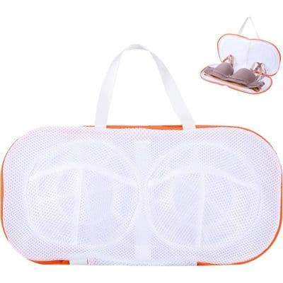 BH-necessär, stort set med underklädespåsar, underkläder, polyester, orange, dragkedja