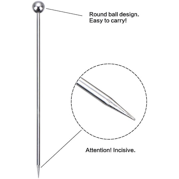 50 stk. Cocktailpinner i rustfritt stål, metall Martini-pinner, 4,3 tommer
