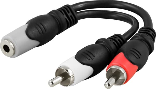 Multimediaadapter 3,5 mm hunn til 2xRCA hann, 10 cm
