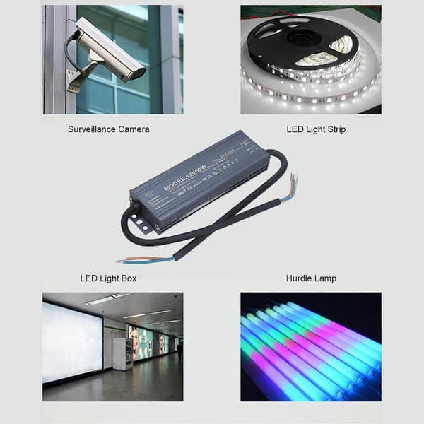 60W LED Strømforsyning 12V 5A IP67 Vanntett Transformator Driver