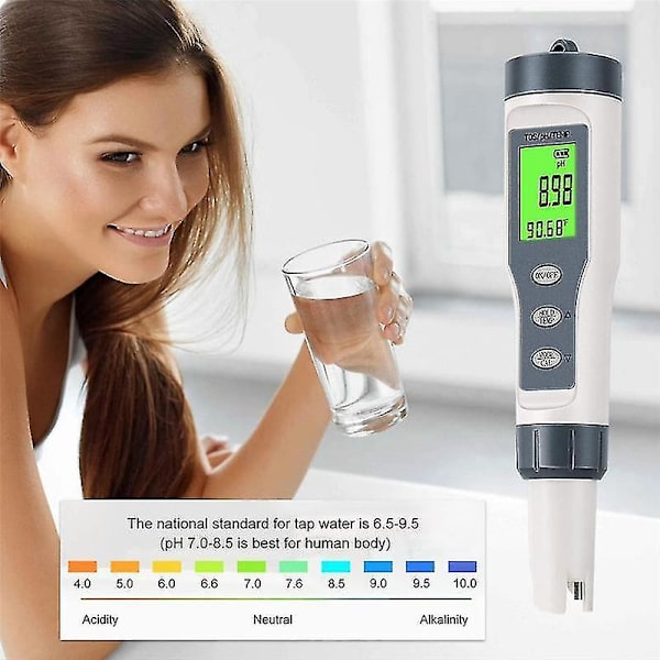 3 i 1 Digital pH-mätare, TDS/pH/temperaturmätare, Vatten Testare för Dricksvatten, Simbassäng, Hydroponics