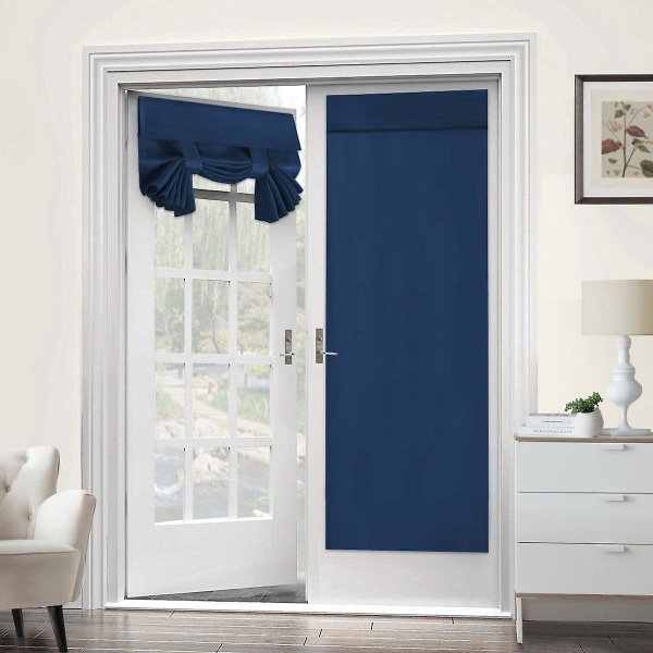 2X franska dörrgardiner thermal dörrpanel sekretessdörrsgardin för dörrfönstergardiner, marinblå