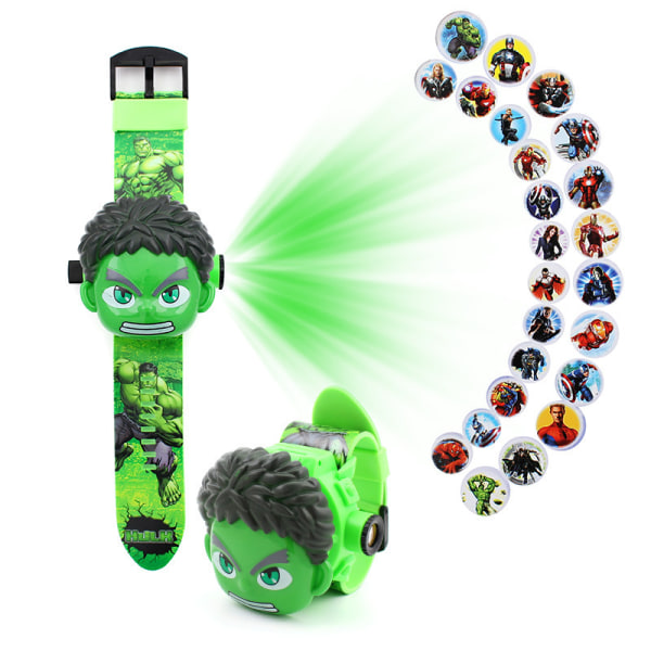 Hulk Clock Projection Watch med projektorfunksjon Cartoon Flip Toy Watch - 24 Slide Game
