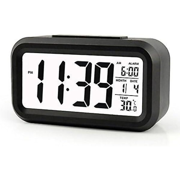 Kreativ väckarklocka morgon snooze väckarklocka väckarklocka LED-bakgrundsbelyst skärm digital display med kalenderdatum visningsfunktion, temperatur, tid,