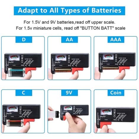 Universal batteritester, digital batteritester, til AA AAA CD 9V nøgle-type batterier 1.5V batterispændingscontroller