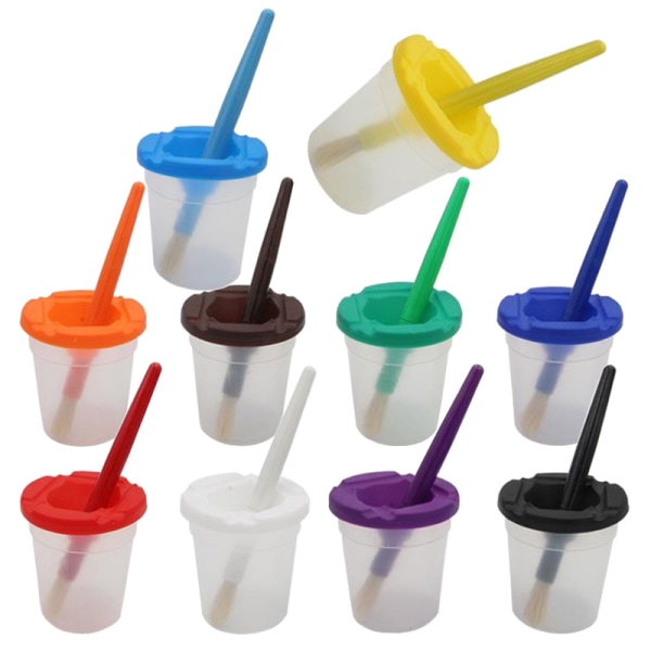 Lekkasjesikre blyantbeger i plast for barn Fargeblandingskopper - pakke med 20 stk