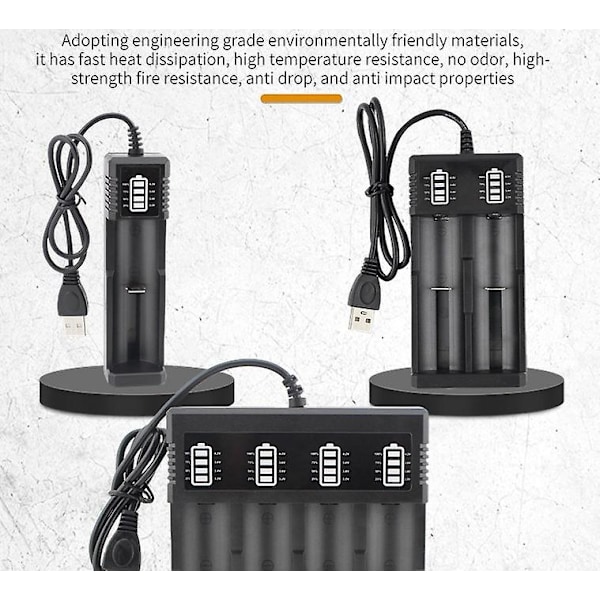 Universal LED-batterioplader 21700 batterioplader 4 rum til 22670 22650 21700 20650 18650 18670 18350 17670 17550 17360