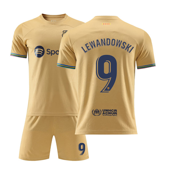 2223 Barcelona hjemme- og udebanetrøjer nr. 10 Messi nr. 21 De Jong kortærmede voksenbørns fodbolduniformer K1 No9 S