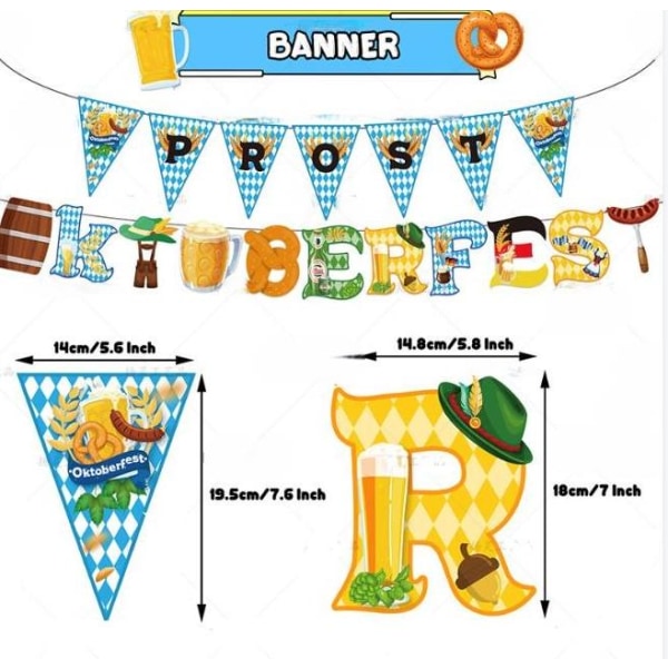 Oktoberfest temafest dekoration Triangulär flagga Blomma tårta Blomsterarrangemang ballonger