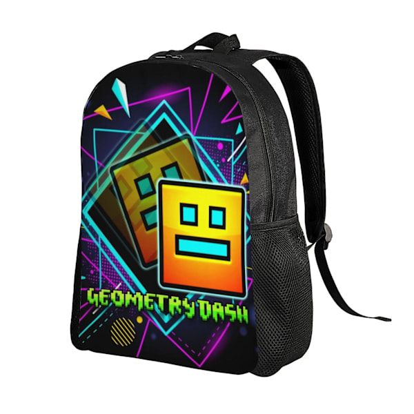 i1176 Geometry Dash Ryggsäckar Casual Daypacks Student Book Bag Tryck Satchel Rucksack Lätt Skolväska