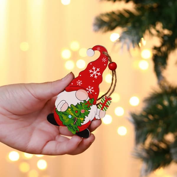 4-pack tomtefigurer, julgransprydnader i trä,