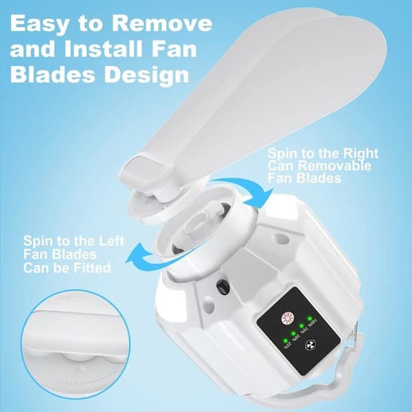 Campingventilator med LED-lanterne, genopladelig ventilator til telte, picnics, telte, nødsituationer