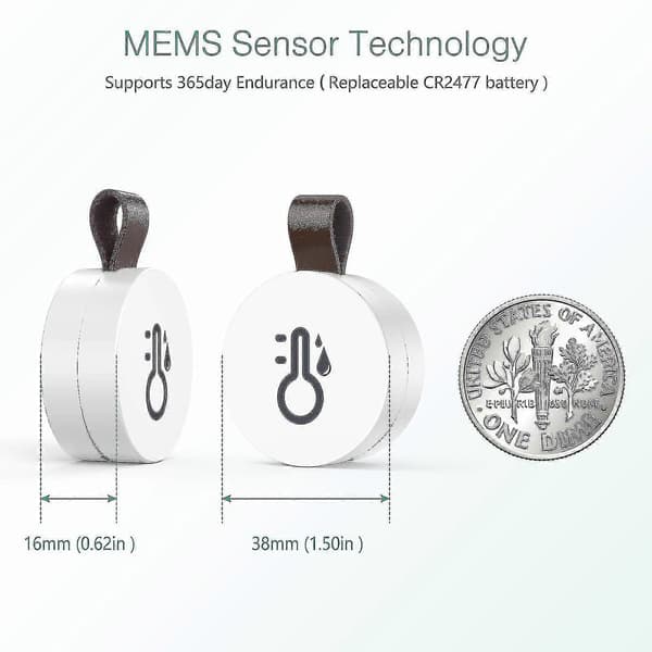 Bluetooth termometer hygrometer, trådløs termohygrometer mini, med smart sensor app, datalogger og eksporter data for soverom, babyrom, vinkjeller