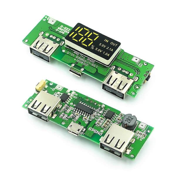 18650 Litiumbatteri Digitalt Display Lademodul med Display Boost Modul