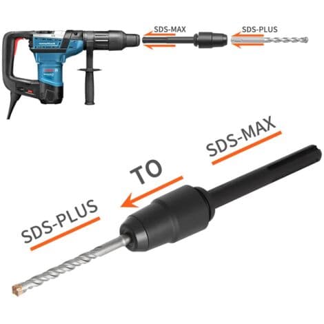 SDS Max til SDS Plus Adapter til Borehammere, Hurtigt Værktøj til SDS Max til SDS Plus Bor, Borepatron Adapter Hurtig Adapter til Alle SDS Max Boremaskiner