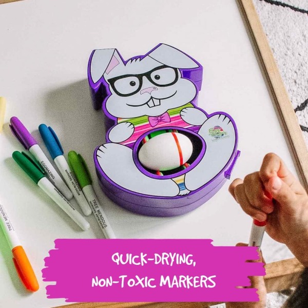 Eggmazing påskäggdekorationskit - Innehåller Bunny Egg Decorating Spinner Arts and Crafts Set med 8 färgglada snabbtorkande markörer