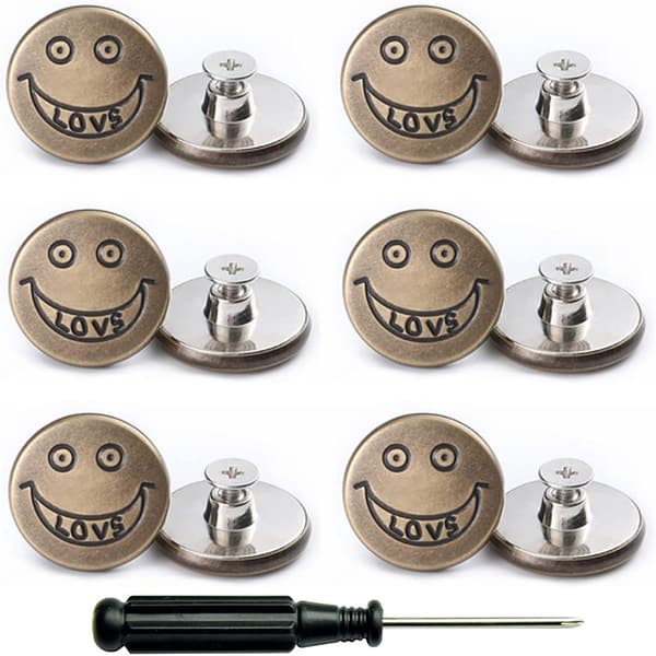 Metal Jeans Button Replacement Kit - No Sew, Removable (12-pack)