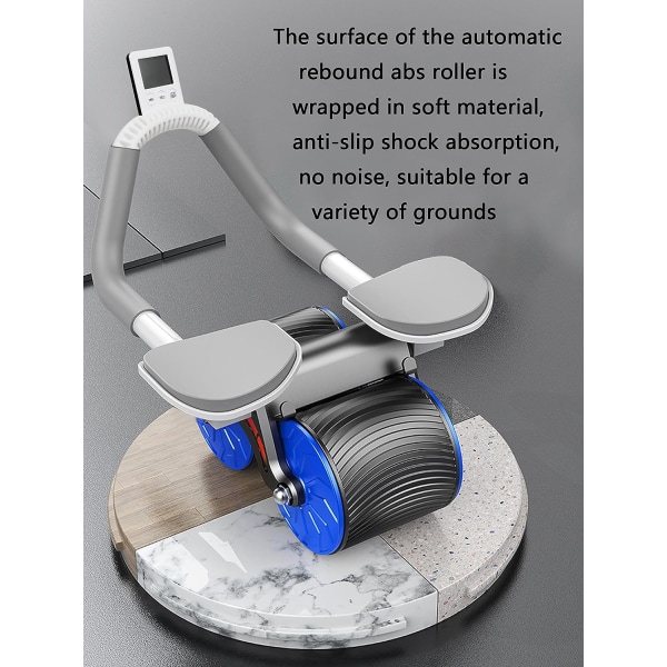 Ab Roller Wheel Automatisk Rebound Inrikes magtränare Styrketräningsutrustning med tjock knäskyddsmatta för nybörjarträning